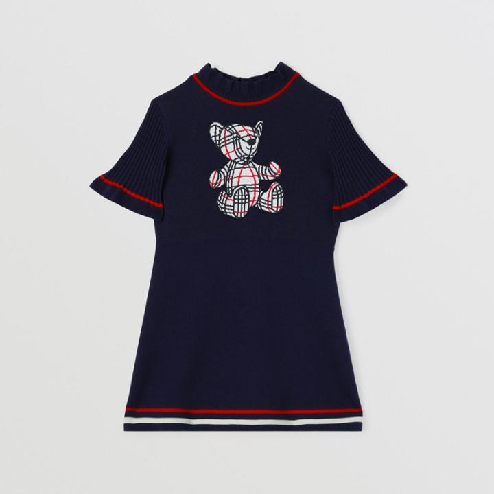 Burberry Burberry Childrens Thomas Bear Wool Blend Jacquard Dress, Size: 12y