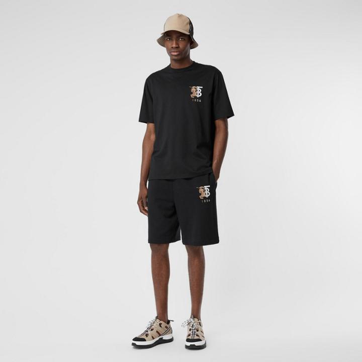 Burberry Burberry Contrast Logo Graphic Cotton T-shirt, Size: M, Black