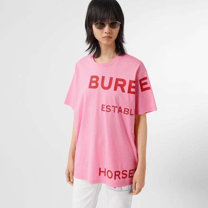 Burberry Burberry Horseferry Print Cotton Oversized T-shirt, Size: Xxs, Pink