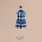 Burberry Burberry Cap-sleeved Check Cotton Voile Dress, Size: 4y, Blue