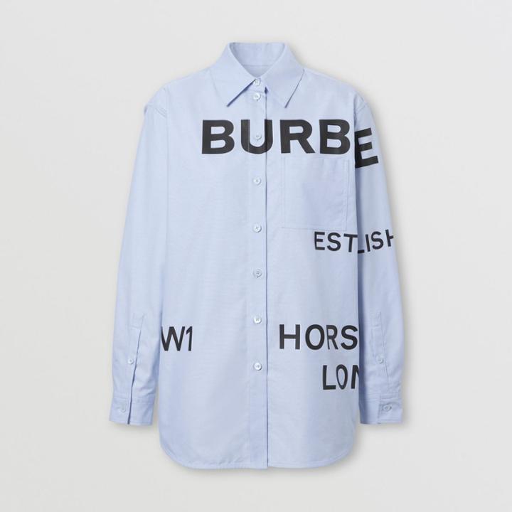 Burberry Burberry Horseferry Print Cotton Oxford Oversized Shirt, Size: 04
