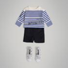 Burberry Burberry Long-sleeve Sw1 Print Cotton Top, Size: 3y, Blue