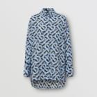 Burberry Burberry Monogram Print Cotton Poplin Oversized Shirt, Size: 10, Blue