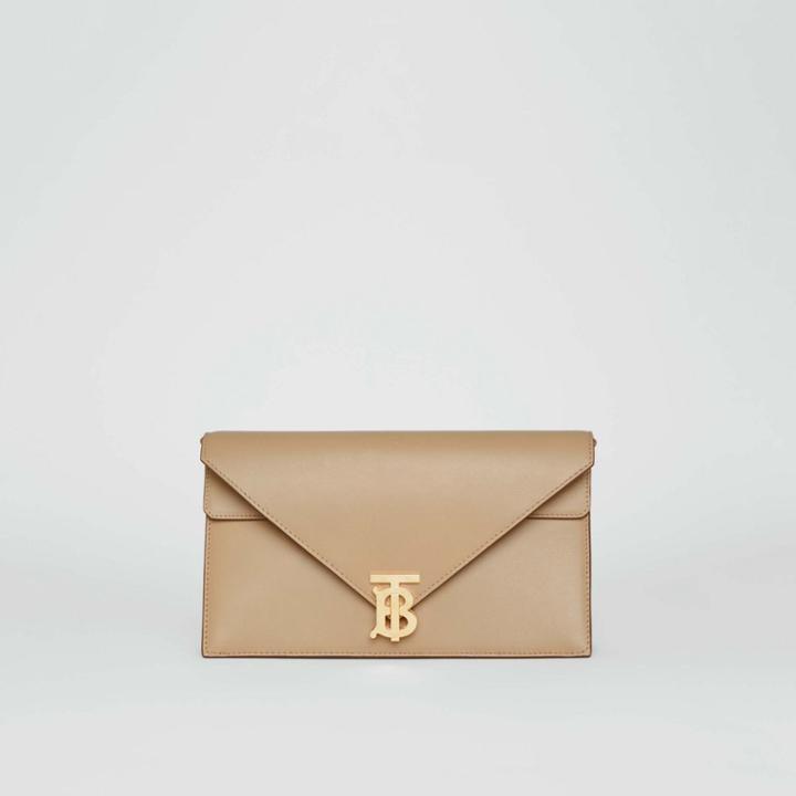 Burberry Burberry Small Leather Tb Envelope Clutch, Yellow