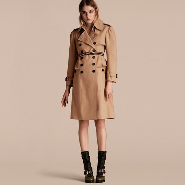 Burberry Cotton Gabardine Trench Coat With Notched Waist
