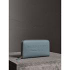 Burberry Burberry Embossed Leather Ziparound Wallet, Blue