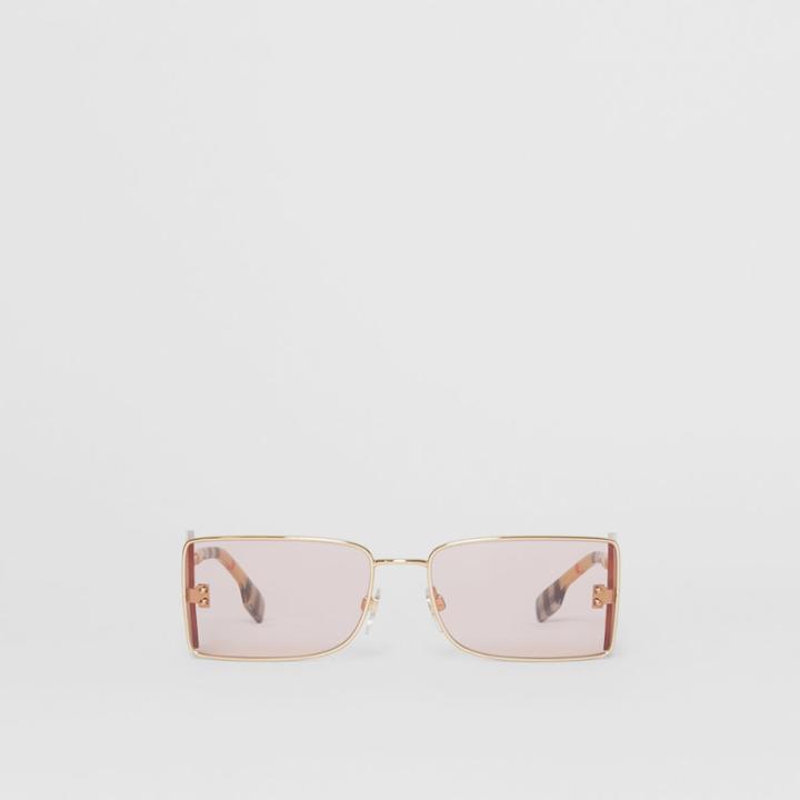 Burberry Burberry 'b' Lens Detail Rectangular Frame Sunglasses, Yellow