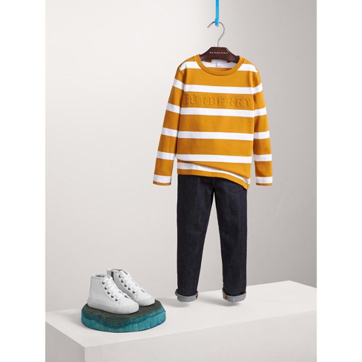 Burberry Burberry Long-sleeve Striped Cotton T-shirt, Size: 14y, Yellow