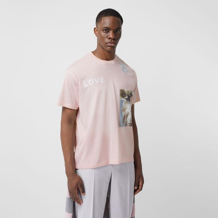 Burberry Burberry Montage Print Cotton Oversized T-shirt, Size: Xxxl, Pink