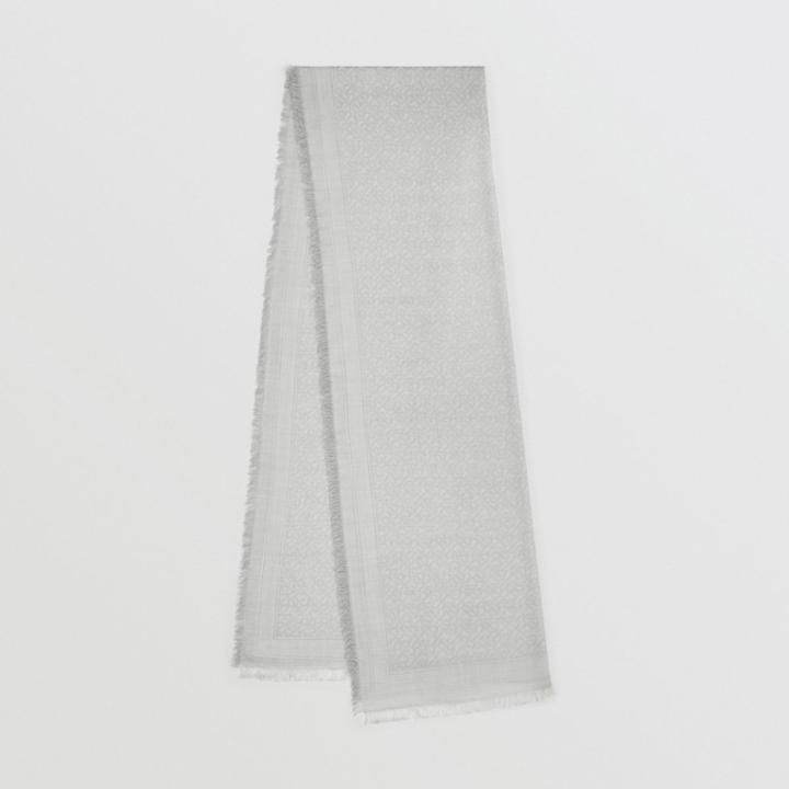 Burberry Burberry Monogram Wool Silk Jacquard Scarf, Grey