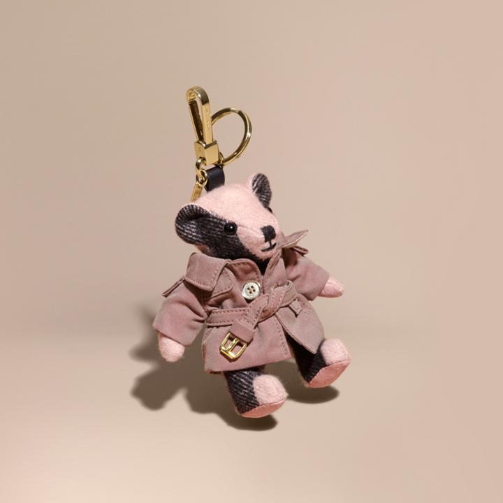 Burberry Burberry Thomas Bear Charm With Tropical Gabardine Trench Coat, Purple