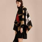 Burberry Burberry Check Wool And Cashmere Blanket Poncho, Brown