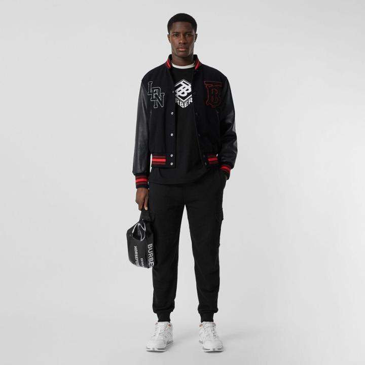 Burberry Burberry Logo Appliqu Cotton Trackpants, Size: M, Black