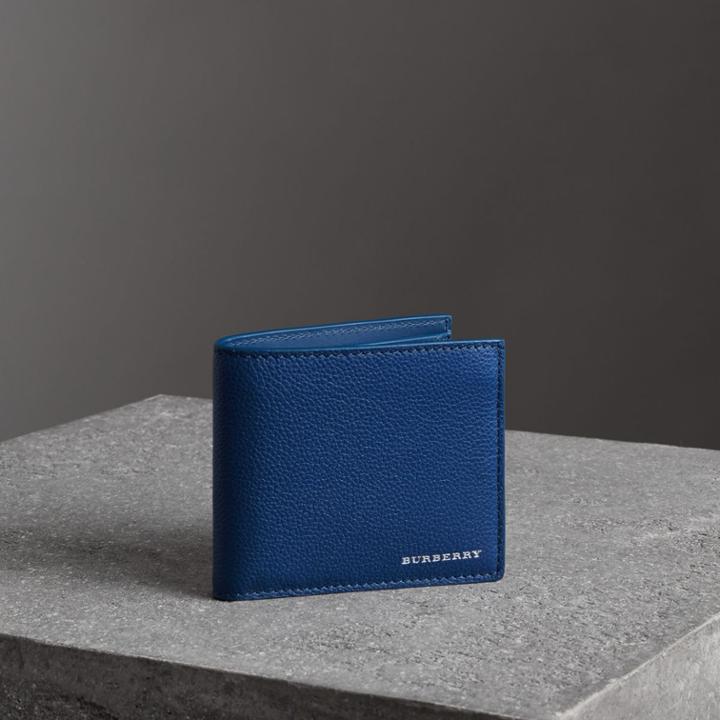 Burberry Burberry Grainy Leather International Bifold Coin Wallet, Purple