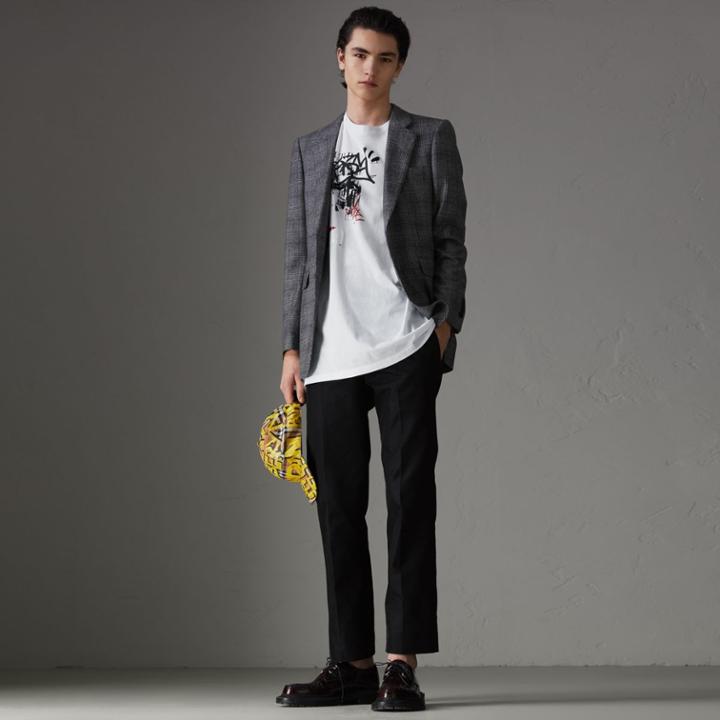 Burberry Burberry Graffitied Ticket Print Cotton T-shirt, Size: L, White