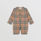 Burberry Burberry Childrens Vintage Check Cotton Jumpsuit, Size: 3m, Beige