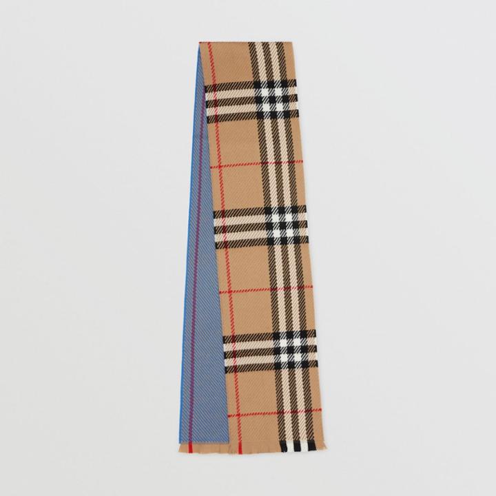 Burberry Burberry Colour Block Check Merino Wool Scarf, Blue