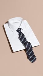 Burberry Slim Cut Textured Striped Silk Tie