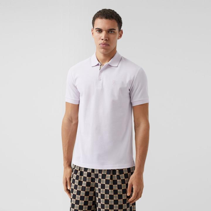 Burberry Burberry Monogram Motif Cotton Piqu Polo Shirt, Purple