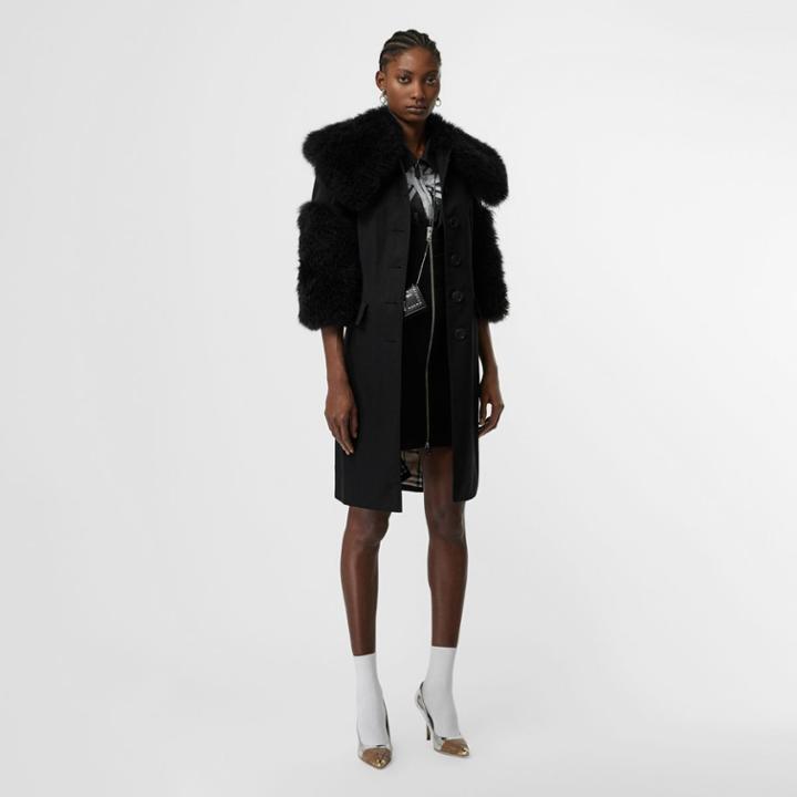 Burberry Burberry Goat Hair Trim Cotton Gabardine Coat, Size: 00