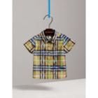 Burberry Burberry Short-sleeve Scribble Check Cotton Shirt, Size: 3y, Blue