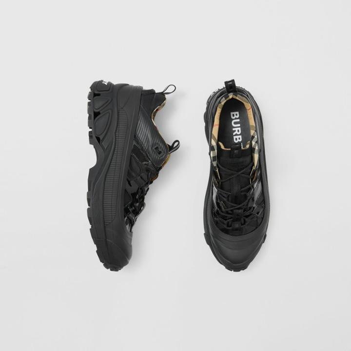 Burberry Burberry Nylon And Patent Leather Arthur Sneakers, Size: 43, Black