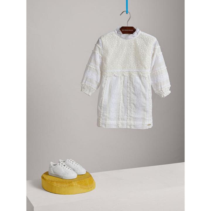 Burberry Burberry English Lace Detail Cotton High-neck Dress, Size: 12y