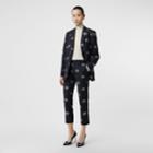 Burberry Burberry Crest Detail Wool Cropped Tailored Trousers, Size: 00, Blue