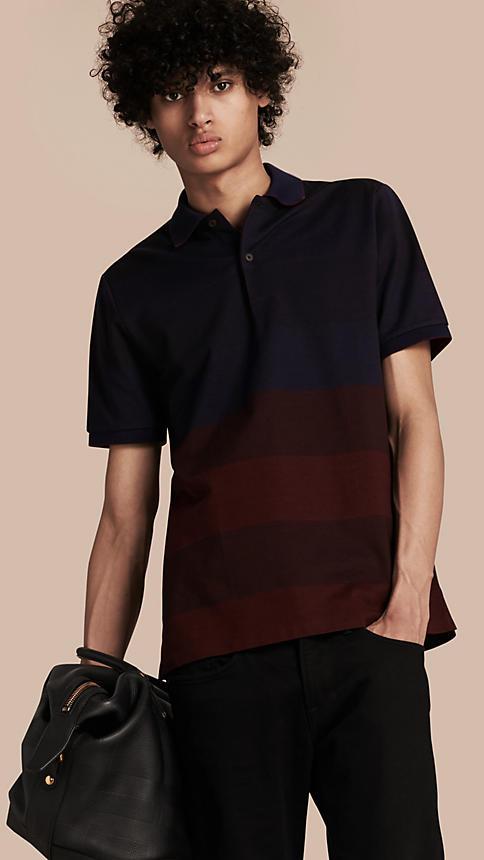 Burberry Striped Stretch Cotton Piqu Polo Shirt