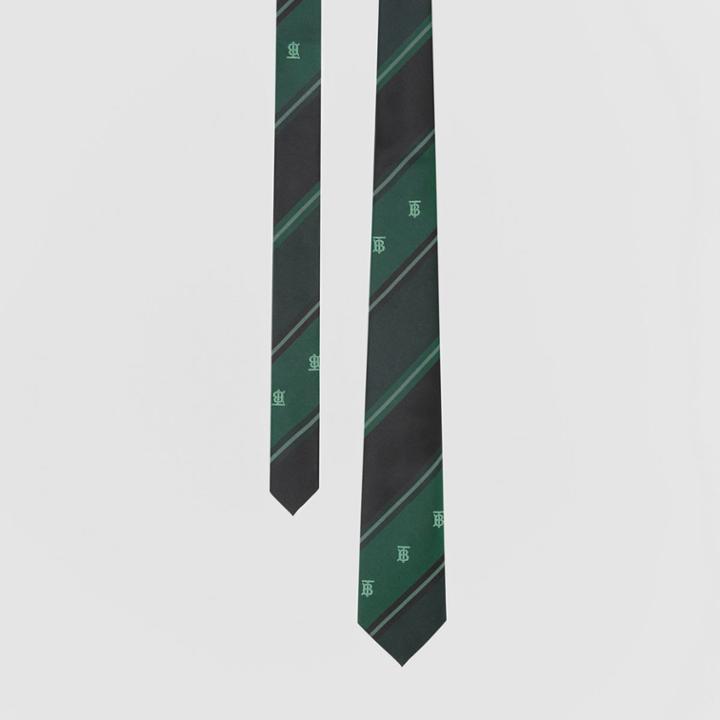 Burberry Burberry Classic Cut Monogram Motif Striped Silk Jacquard Tie, Green