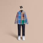 Burberry Burberry Colour Block Check Cotton Twill Shirt, Size: 14y, Brown