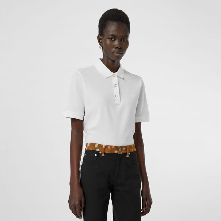 Burberry Burberry Monogram Motif Cotton Piqu Polo Shirt, Size: Xxs, White