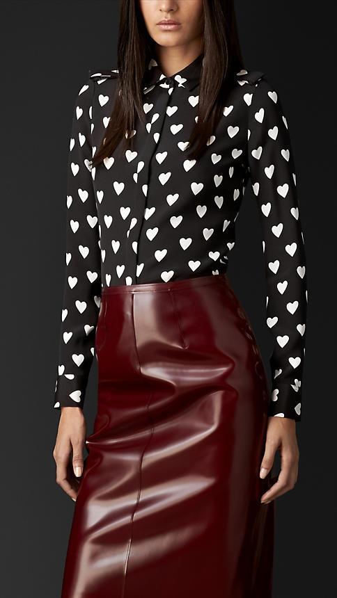 Burberry Heart Print Silk Shirt
