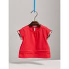 Burberry Burberry Pleat And Check Detail Cotton T-shirt, Size: 3y, Red