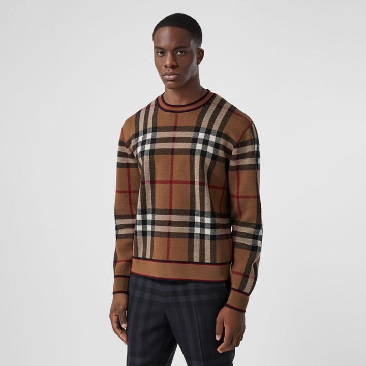 Burberry Burberry Check Wool Jacquard Sweater, Size: M
