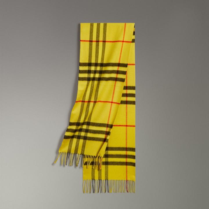 Burberry Burberry Overdyed Exploded Check Cashmere Scarf, Yellow