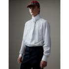 Burberry Burberry Herringbone Cotton Tie-neck Riding Shirt, Size: 16.5, White