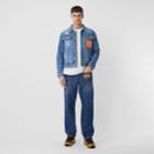 Burberry Burberry Logo Graphic Appliqu Denim Jacket, Size: 34, Blue