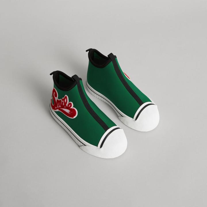 Burberry Burberry Embroidered Neoprene High-top Sneakers, Size: 27