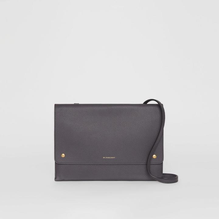Burberry Burberry Leather Pouch With Detachable Strap, Grey