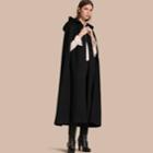 Burberry Burberry Hooded Wool Cashmere Cape, Size: Xs, Black