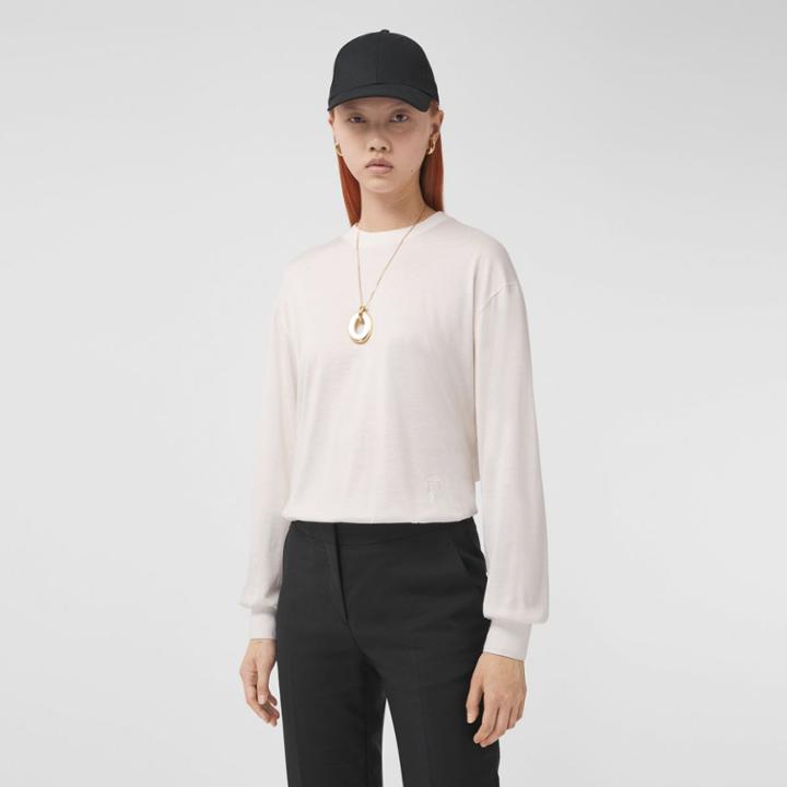 Burberry Burberry Long-sleeve Monogram Motif Silk Cotton Top