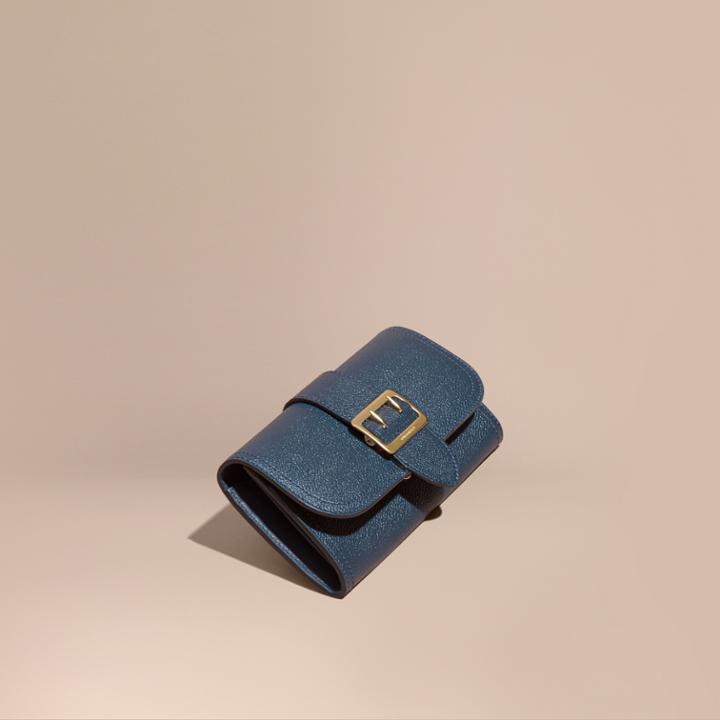 Burberry Burberry Textured Leather Continental Wallet, Blue