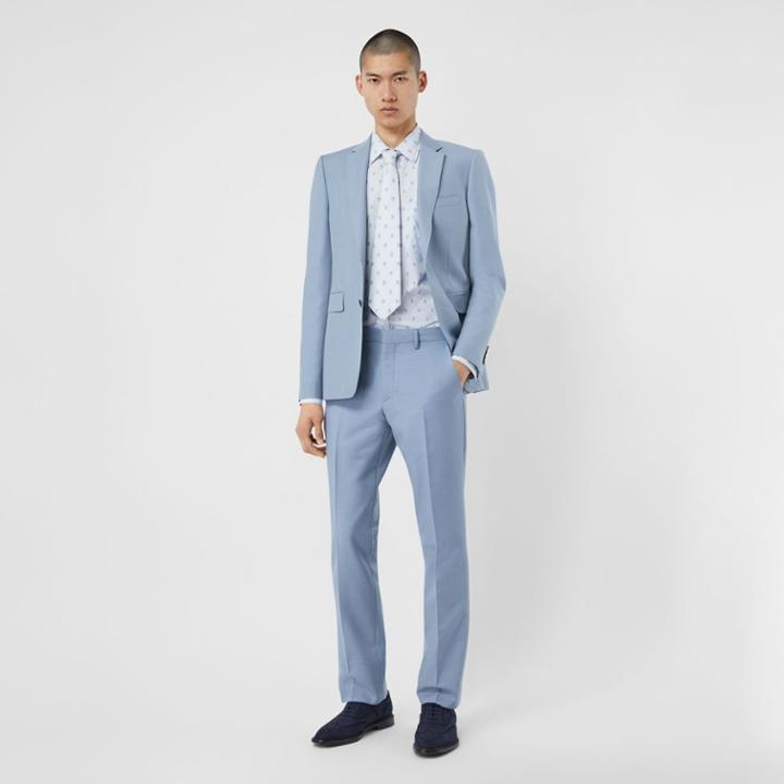 Burberry Burberry Classic Fit Wool Tailored Trousers, Size: 36, Blue
