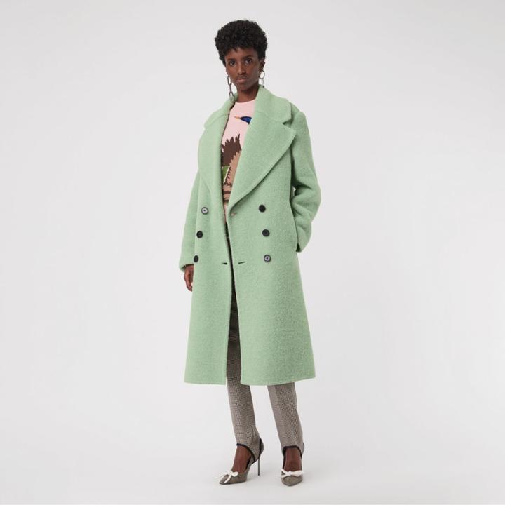 Burberry Burberry Double-faced Wool Alpaca Blend Oversized Coat, Size: 04, Green