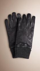 Burberry Knit Cuff Lambskin Gloves