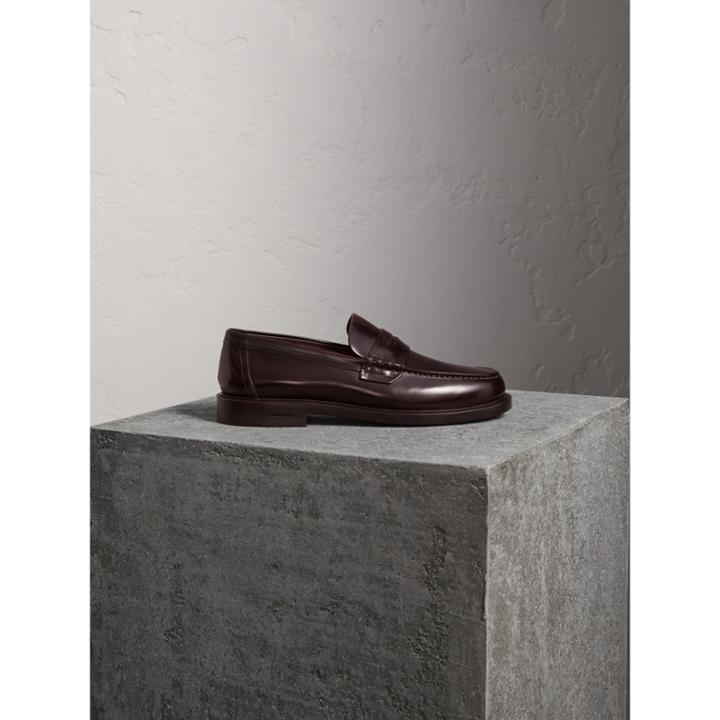Burberry Burberry Leather Penny Loafers, Size: 43, Red