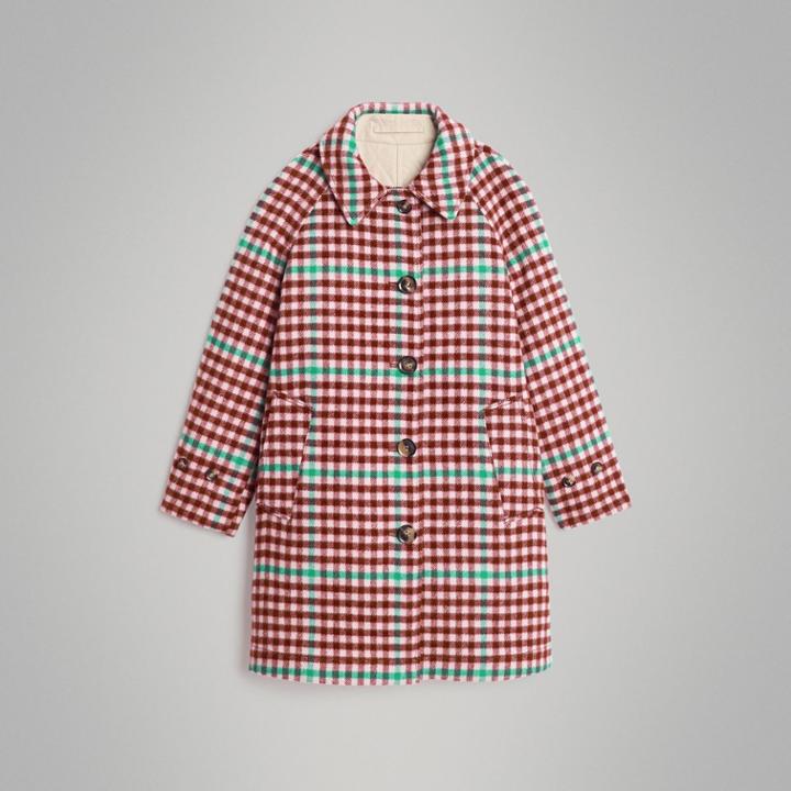 Burberry Burberry Childrens Reversible Check Wool And Cotton Car Coat, Size: 10y, Pink