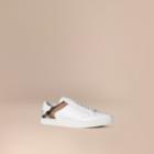Burberry Burberry Leather And House Check Trainers, Size: 44, White