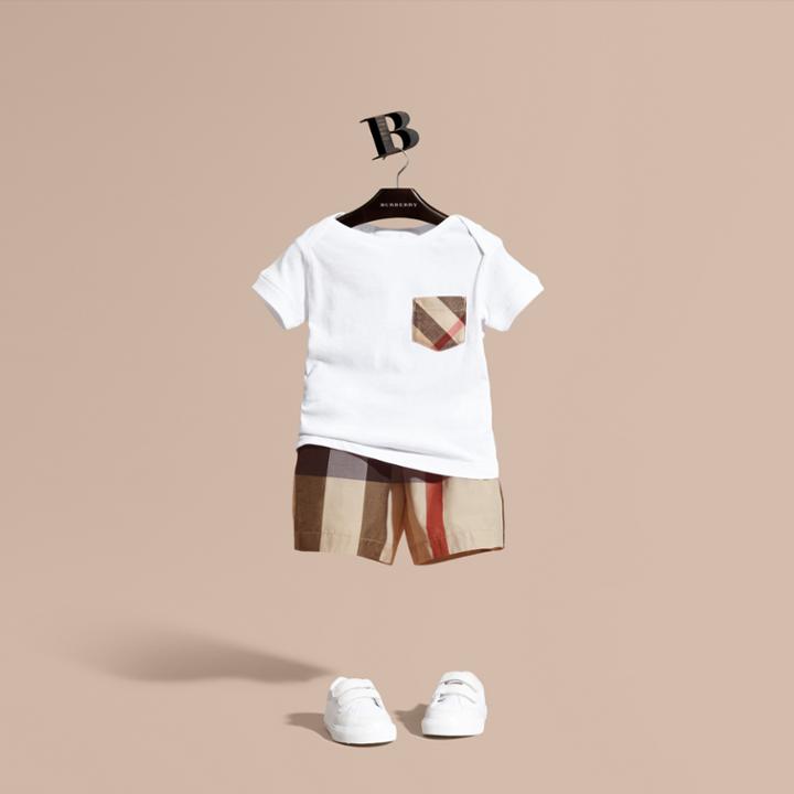 Burberry Burberry Check Technical Cotton Swim Shorts, Size: 18m, Beige
